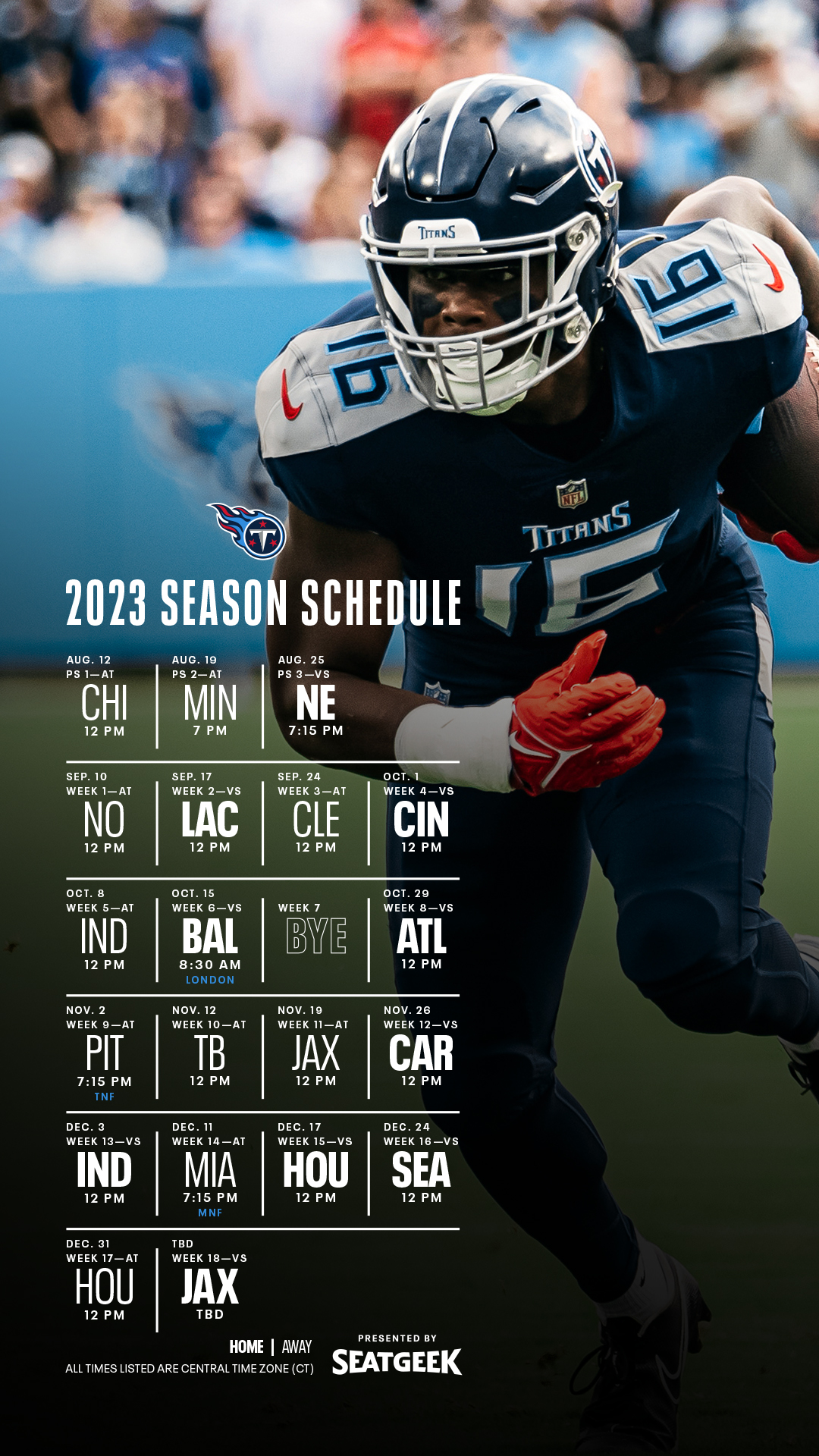 Tennessee Titans downloadable phone wallpaper featuring 2021 schedule