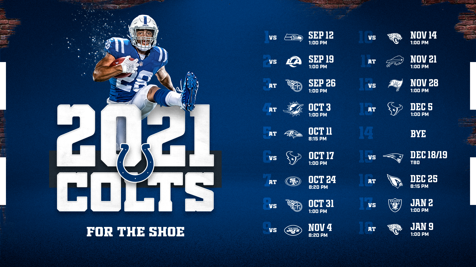 BEAUTIFUL INDIANAPOLIS COLTS 2023 SCHEDULE POSTER - TAYLOR, BUCKNER,  PITTMAN