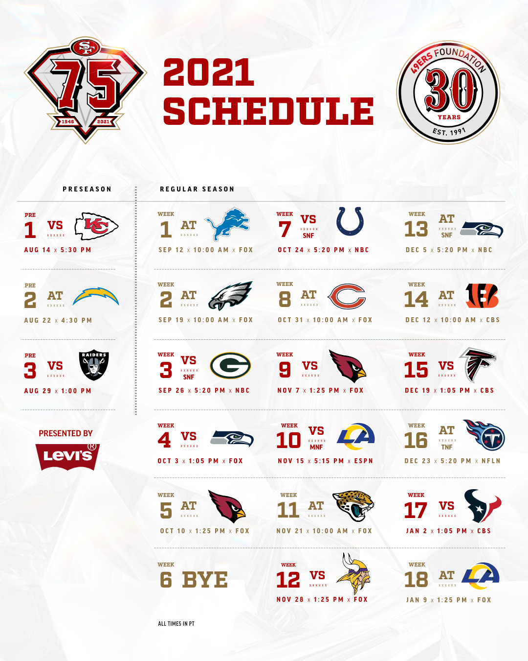 49ers Schedule San Francisco 49ers 49ers Com
