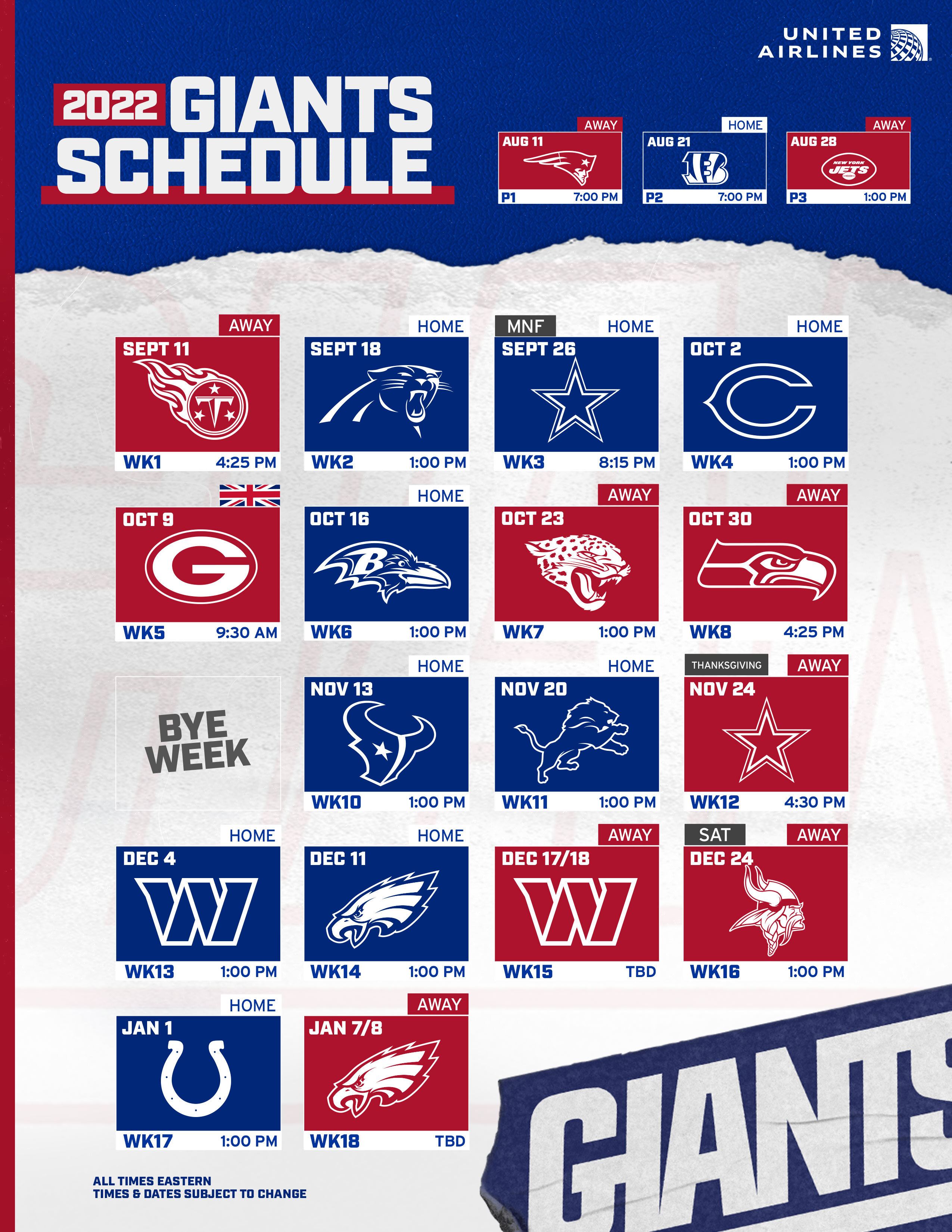 2021-2022 New York Giants Lock Screen Schedule for iPhone 6-7-8 Plus