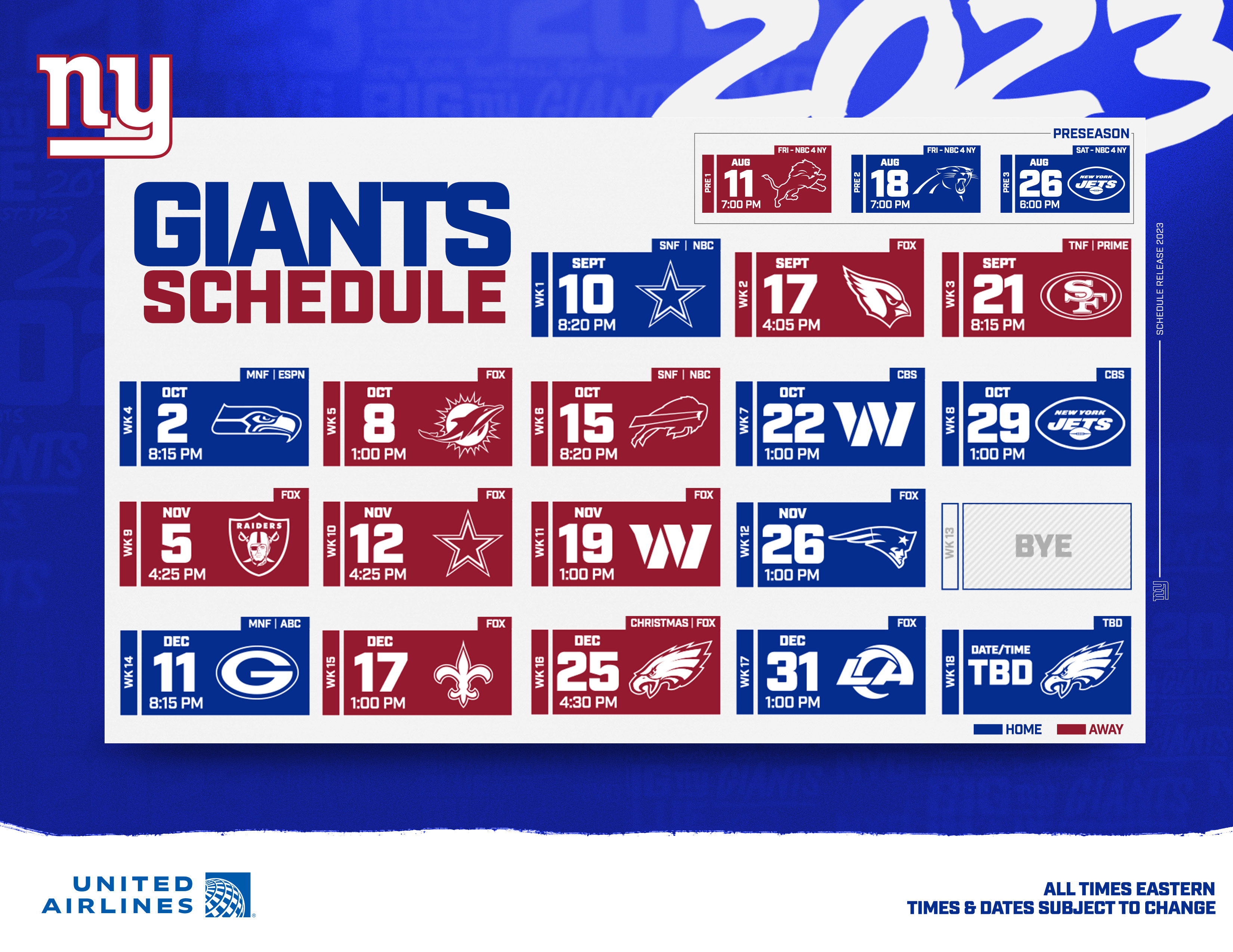 ny giants game televised today