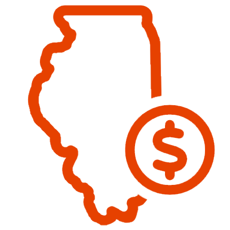 outline of the state of illinois with dollar sign icon