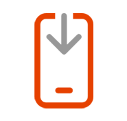 icon depicting a mobile phone with an arrow pointing down