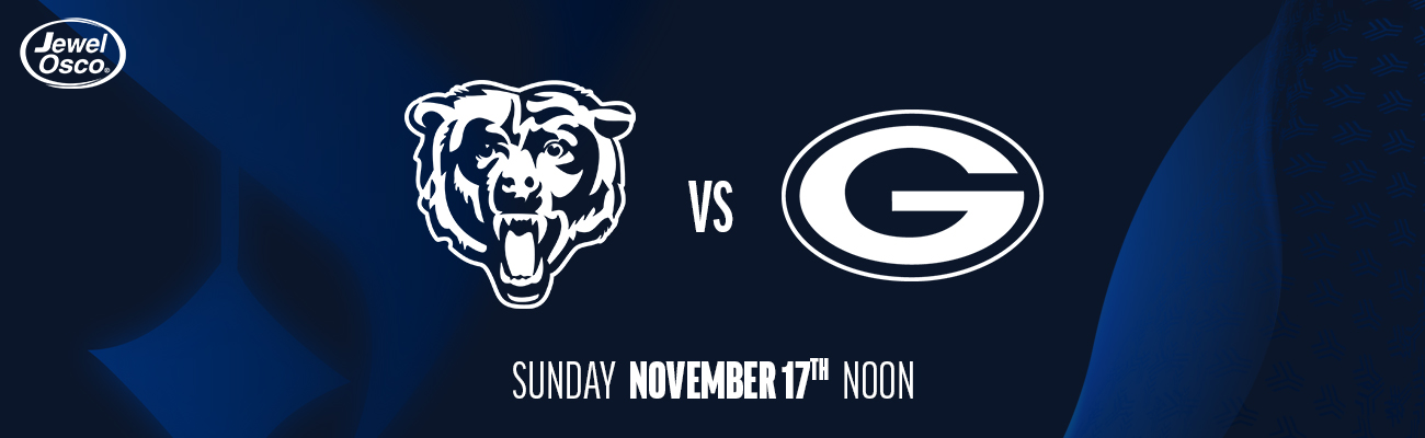 United Club Gameday Guide - Green Bay Packers vs. Chicago Bears - November 17th, 2024 at Soldier Field - Brought to you by Jewel Osco