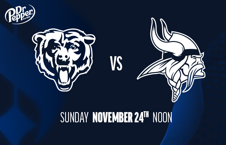 Gameday Guide - Minnesota Vikings vs. Chicago Bears - November 24th, 2024 at Soldier Field - Brought to you by Dr Pepper