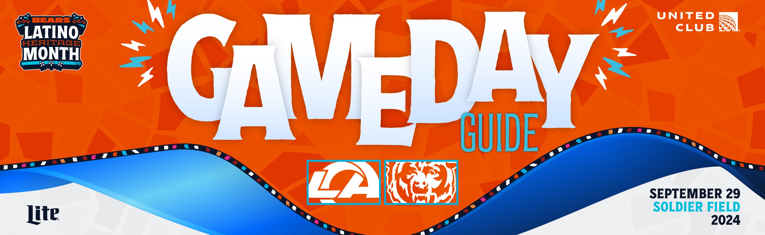 United Club Gameday Guide - Los Angeles Rams vs. Chicago Bears - September 29th, 2024 at Soldier Field - Brought to you by Miller Lite