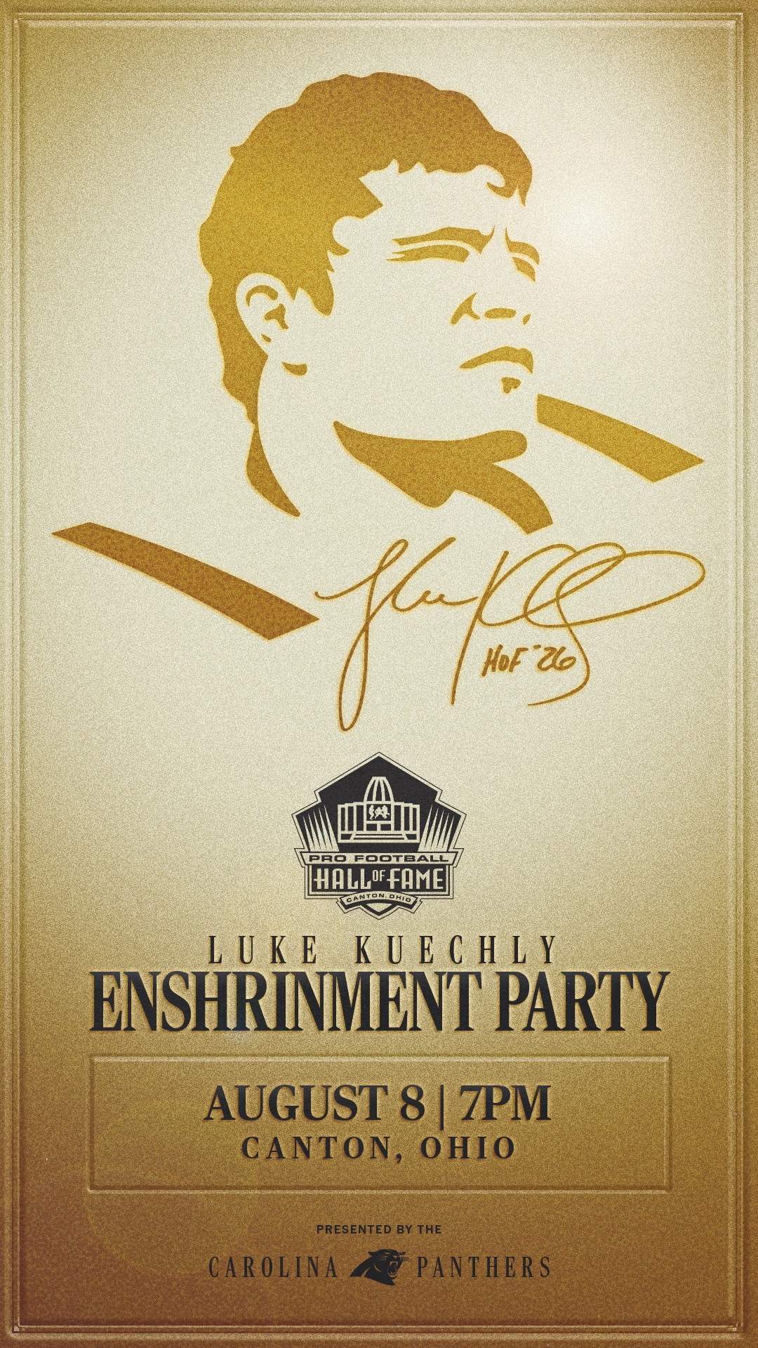 Luke Kuechly Enshrinement Party invitation