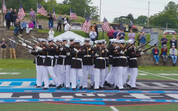 image: News Silent Drill Platoon Wows Big Crowd at Pro Football Hall of FameMarines1050Web