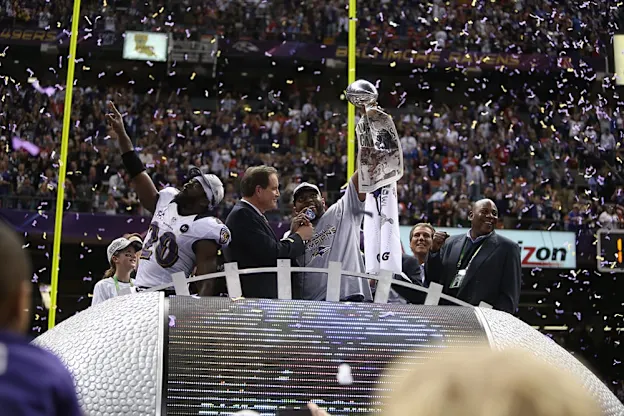image: News Moments in NFL history: With disaster looming off field, Ravens avoid it on fieldThe Ravens (conceding a late safety) beat the 49ers, in a game featuring three future members of the Pro Football Hall of Fame, 34-31.