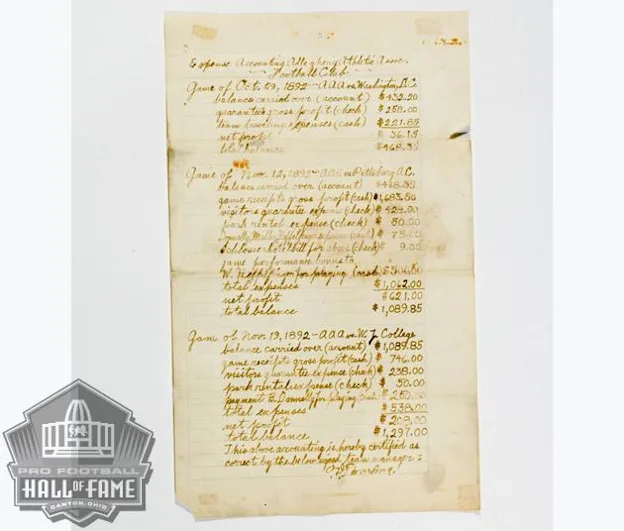 image: Football History Page Birth of Pro FootballHeffelfinger_Ledger_630