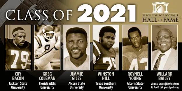 image: News Black College Football Hall of Fame Class of 2021 AnnouncedClass_of_2021_Announcement_Web