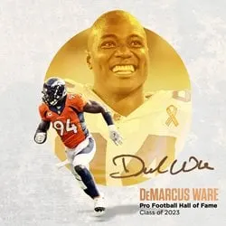 image: News Pro Football Hall of Fame to enshrine nine in Class of 2023DeMarcus Ware is a member of the Pro Football Hall of Fame Class of 2023.