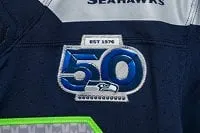 image: News NFL teams to commemorate legends, history with patches for 2025 seasonThe Seahawks’ patch features two shades of blue-royal blue.