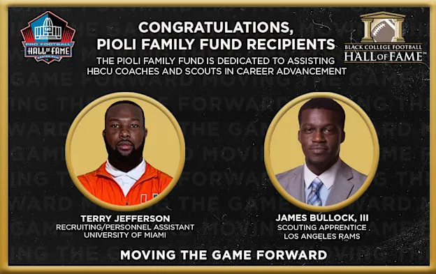 image: News Pioli Family Fund for HBCU Coaches and Scouts Selects its First Two Grant RecipientsBlackGoldPioliFamilyFund_GoldBorder_1050_x_660