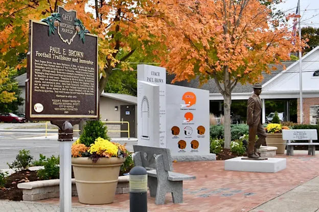 image: News Statue of Hall of Famer Paul Brown unveiled in Ohio hometownPaul Brown, who attended Benedict School in Norwalk through age 9, was inducted to the Pro Football Hall of Fame in 1967.