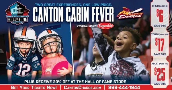 image: News Pro Football HOF Teams Up with Canton Charge for "Canton Cabin Fever" PassTwitter600