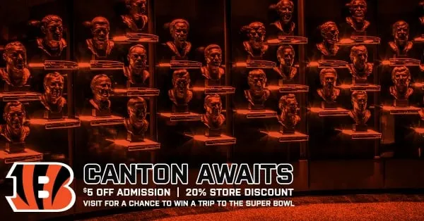 image: News Cincinnati Bengals Fans Visiting Northeast Ohio this Weekend can Enjoy Discounted AdmissionBengals fans save $5 on museum admission and 20% off at the HOF Store.