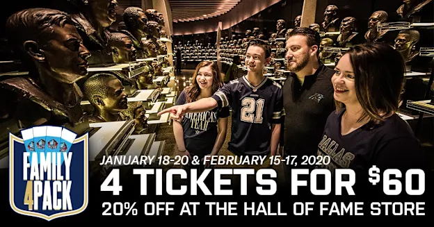 image: News Pro Football Hall of Fame Offering Family Four-Pack Over Martin Luther King Jr. WeekendFamily4PackDigitalAds_Concept_1_Twitter