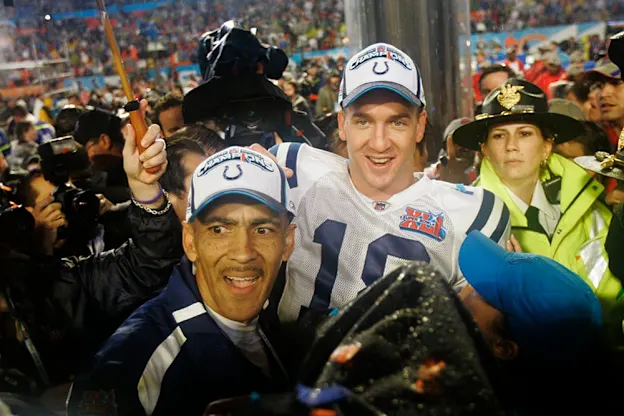 image: News Moments in NFL history: Colts overcome ferocious start by Bears after game-plan audibleDespite an early deficit, the Colts fought back to beat the Chicago Bears 29-17, led by Hall of Famer PEYTON MANNING, who earned his first Super Bowl victory and Super Bowl MVP.