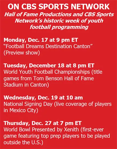 image: News HALL OF FAME PRODUCTIONS & CBS SPORTS NETWORK PARTNER FOR FIRST-EVER WEEK OF YOUTH FOOTBALL youth-games-release-graphic